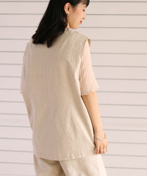 cepo（セポ）の「リネンレーヨン ストレッチベスト　セットアップ可能（ベスト・レディース・オフホワイト/ブラック・M）」の12枚目の写真