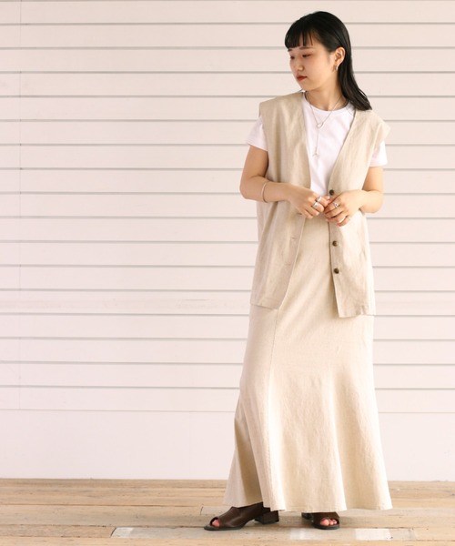 cepo（セポ）の「リネンレーヨン ストレッチベスト　セットアップ可能（ベスト・レディース・オフホワイト/ブラック・M）」の17枚目の写真