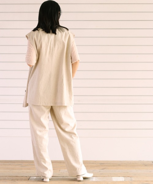 cepo（セポ）の「リネンレーヨン ストレッチベスト　セットアップ可能（ベスト・レディース・オフホワイト/ブラック・M）」の18枚目の写真