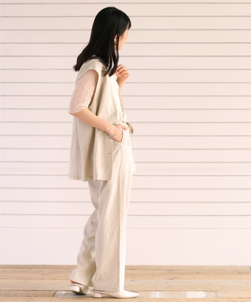 cepo（セポ）の「リネンレーヨン ストレッチベスト　セットアップ可能（ベスト・レディース・オフホワイト/ブラック・M）」の19枚目の写真