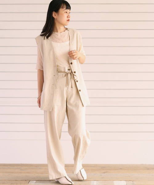 cepo（セポ）の「リネンレーヨン ストレッチベスト　セットアップ可能（ベスト・レディース・オフホワイト/ブラック・M）」の20枚目の写真