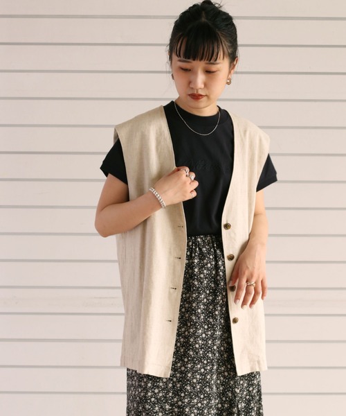 cepo（セポ）の「リネンレーヨン ストレッチベスト　セットアップ可能（ベスト・レディース・オフホワイト/ブラック・M）」の21枚目の写真
