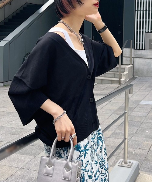 PAGEBOY(ページボーイ)の「Vネックルーズサマーカーディガン(カーディガン/ボレロ・レディース・ピンク/オフホワイト/ブラック・FREE)」の10枚目の写真