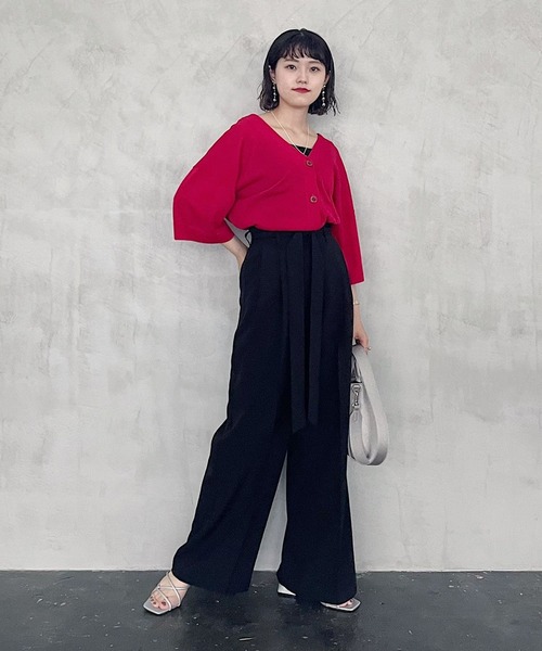 PAGEBOY(ページボーイ)の「Vネックルーズサマーカーディガン(カーディガン/ボレロ・レディース・ピンク/オフホワイト/ブラック・FREE)」の18枚目の写真