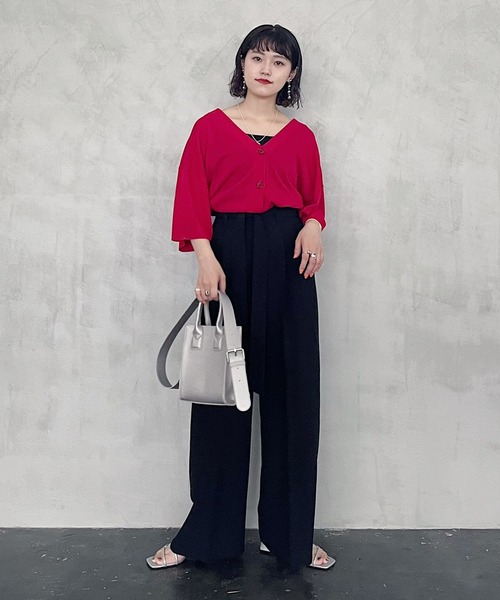 PAGEBOY(ページボーイ)の「Vネックルーズサマーカーディガン(カーディガン/ボレロ・レディース・ピンク/オフホワイト/ブラック・FREE)」の19枚目の写真