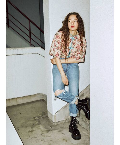 jouetie（ジュエティ）の「スタンドカラーチャイナシャツ（シャツ/ブラウス・レディース・アイボリー/ブラック/ピンク/ブルー/オレンジ・MEDIUM）」の13枚目の写真