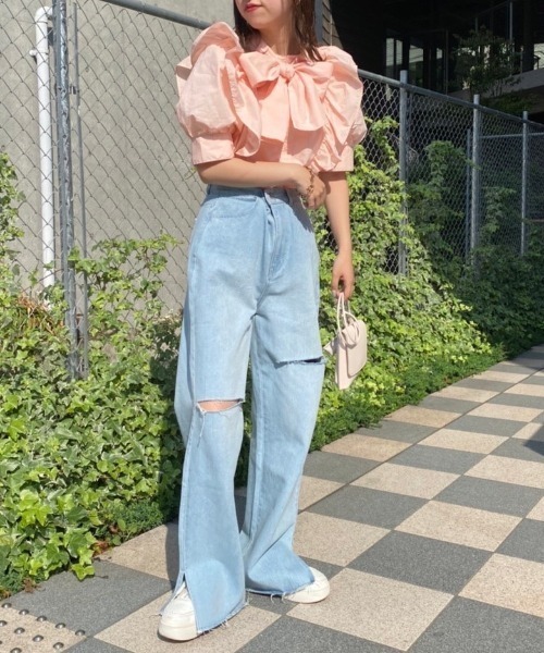 one after another NICE CLAUP（ワンアフターアナザーナイスクラップ）の「Bigリボンブラウス（シャツ/ブラウス・レディース・ベージュ/オフホワイト/アイボリー/ブラック系その他/ピンク・FREE）」の6枚目の写真