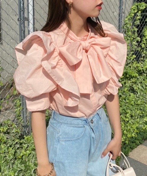 one after another NICE CLAUP（ワンアフターアナザーナイスクラップ）の「Bigリボンブラウス（シャツ/ブラウス・レディース・ベージュ/オフホワイト/アイボリー/ブラック系その他/ピンク・FREE）」の7枚目の写真