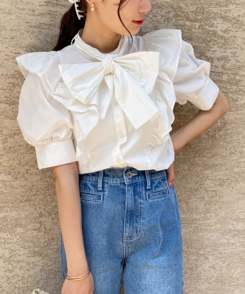 one after another NICE CLAUP（ワンアフターアナザーナイスクラップ）の「Bigリボンブラウス（シャツ/ブラウス・レディース・ベージュ/オフホワイト/アイボリー/ブラック系その他/ピンク・FREE）」の10枚目の写真