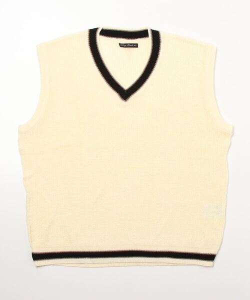 Bling Leads(ブリングリーズ)の「■Bling Leads■麻タッチアクリル畔編みベスト(ベスト・メンズ・ホワイト系その他/ホワイト系その他2・LARGE/X-LARGE/MEDIUM)」の1枚目の写真