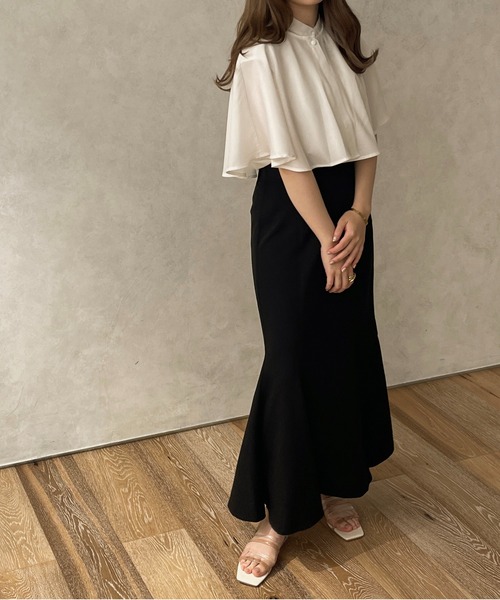 apres jour clair（アプレジュールクレア）の「【apres jour clair】ケープ付フレンチスリーブブラウス【ZOZOTOWN限定アイテム】（シャツ/ブラウス・レディース・ホワイト/ベージュ/アイボリー・フリー/X-LARGE）」の6枚目の写真