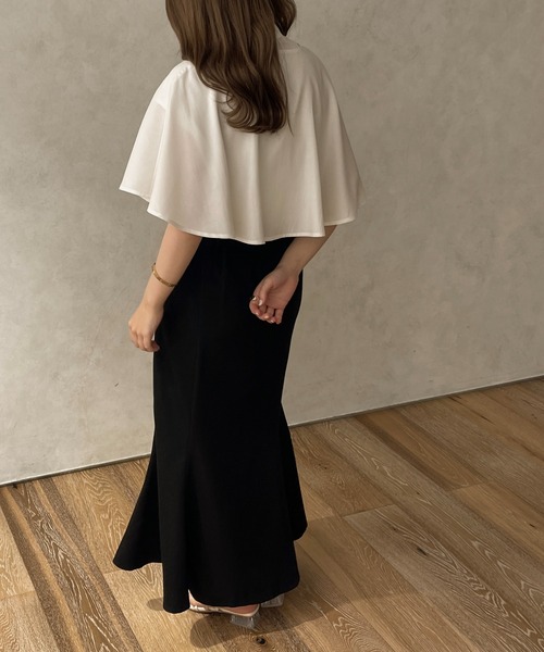 apres jour clair（アプレジュールクレア）の「【apres jour clair】ケープ付フレンチスリーブブラウス【ZOZOTOWN限定アイテム】（シャツ/ブラウス・レディース・ホワイト/ベージュ/アイボリー・フリー/X-LARGE）」の7枚目の写真