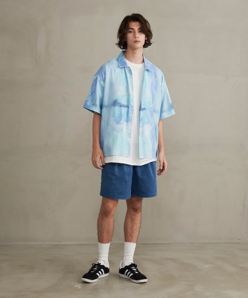 Revo.(レボ)の「Revo. 水彩タッチ アートパターン リラックスフィット 半袖 柄シャツ(シャツ/ブラウス・メンズ・ブルー/パープル/ライム・1/2)」の21枚目の写真