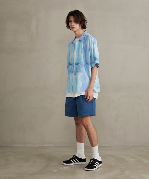 Revo.(レボ)の「Revo. 水彩タッチ アートパターン リラックスフィット 半袖 柄シャツ(シャツ/ブラウス・メンズ・ブルー/パープル/ライム・1/2)」の16枚目の写真