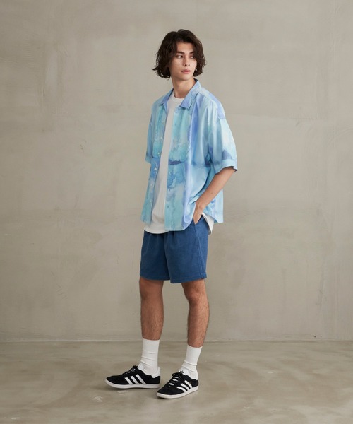 Revo.(レボ)の「Revo. 水彩タッチ アートパターン リラックスフィット 半袖 柄シャツ(シャツ/ブラウス・メンズ・ブルー/パープル/ライム・1/2)」の17枚目の写真