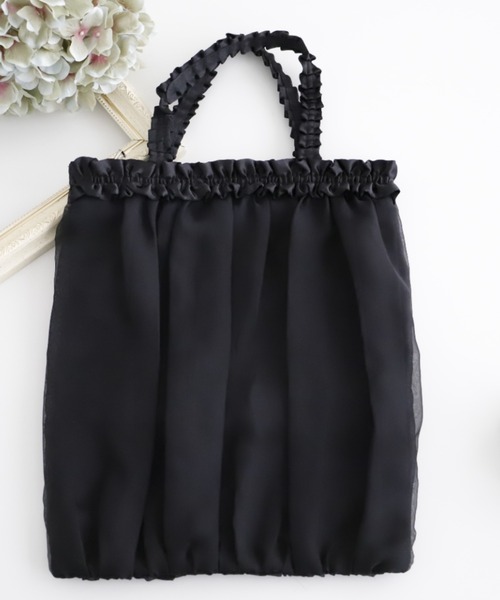 Cupid Heart（キューピッドハート）の「【Cupid Heart】結婚式バッグ ギャザー＆シフォンサブバッグ（エコバッグ/サブバッグ・レディース・ベージュ/ブラック・MEDIUM）」の9枚目の写真