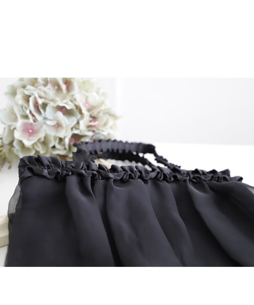 Cupid Heart（キューピッドハート）の「【Cupid Heart】結婚式バッグ ギャザー＆シフォンサブバッグ（エコバッグ/サブバッグ・レディース・ベージュ/ブラック・MEDIUM）」の5枚目の写真