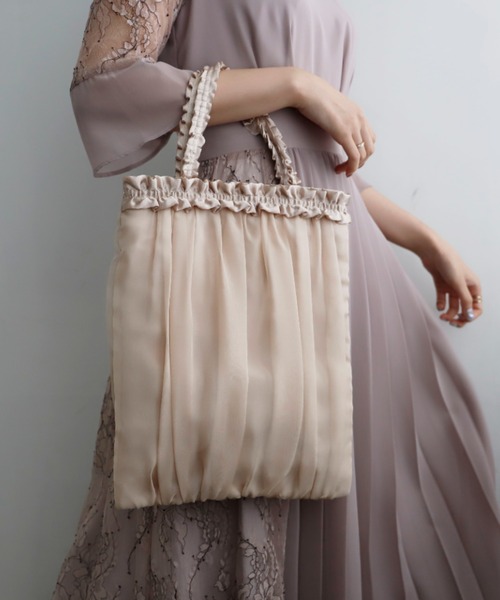 Cupid Heart（キューピッドハート）の「【Cupid Heart】結婚式バッグ ギャザー＆シフォンサブバッグ（エコバッグ/サブバッグ・レディース・ベージュ/ブラック・MEDIUM）」の12枚目の写真