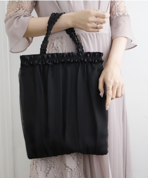 Cupid Heart（キューピッドハート）の「【Cupid Heart】結婚式バッグ ギャザー＆シフォンサブバッグ（エコバッグ/サブバッグ・レディース・ベージュ/ブラック・MEDIUM）」の10枚目の写真