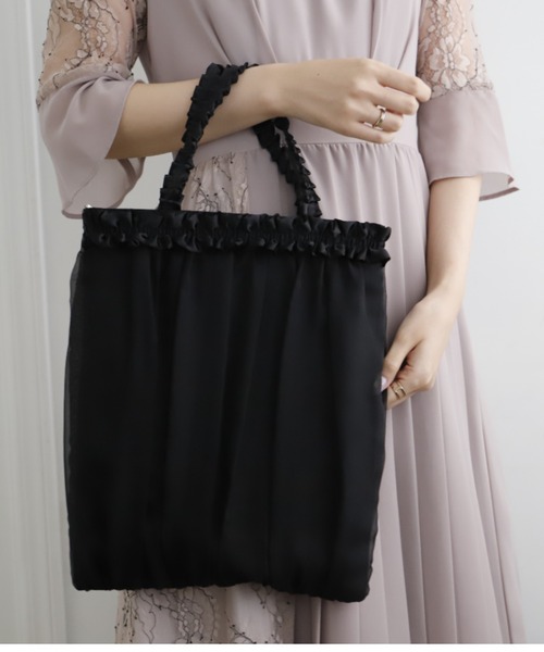 Cupid Heart（キューピッドハート）の「【Cupid Heart】結婚式バッグ ギャザー＆シフォンサブバッグ（エコバッグ/サブバッグ・レディース・ベージュ/ブラック・MEDIUM）」の15枚目の写真