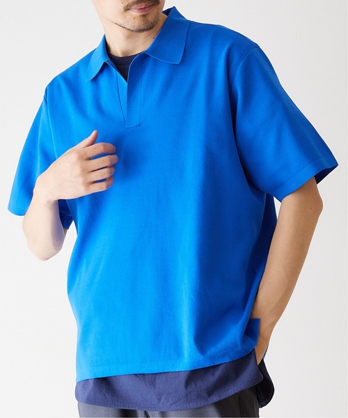 417 EDIFICE（フォーワンセブンエディフィス）の「ハーフミラノスキッパー S/S（ポロシャツ・メンズ・ライトグレー/ブラック/グリーン/ブルー/イエロー・SMALL/MEDIUM/LARGE）」の4枚目の写真