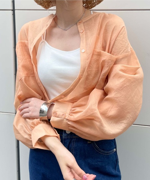 archives（アルシーヴ）の「ショートシアーシャツ/（シャツ/ブラウス・レディース・ブラック/オフホワイト/オレンジ/シルバーグレー/アイボリー・MEDIUM）」の5枚目の写真