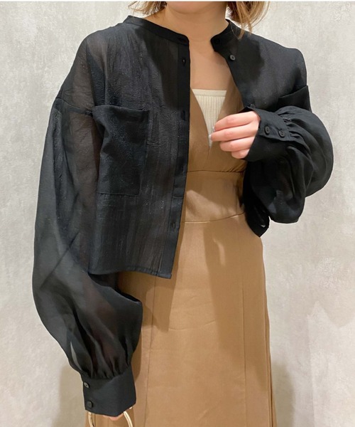 archives（アルシーヴ）の「ショートシアーシャツ/（シャツ/ブラウス・レディース・ブラック/オフホワイト/オレンジ/シルバーグレー/アイボリー・MEDIUM）」の4枚目の写真