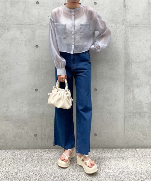 archives（アルシーヴ）の「ショートシアーシャツ/（シャツ/ブラウス・レディース・ブラック/オフホワイト/オレンジ/シルバーグレー/アイボリー・MEDIUM）」の8枚目の写真