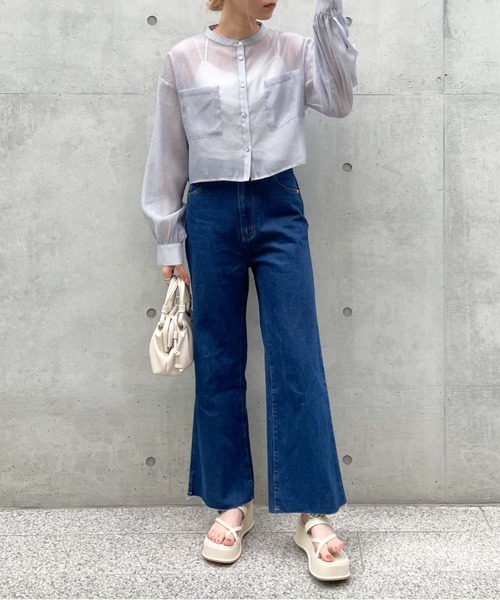 archives（アルシーヴ）の「ショートシアーシャツ/（シャツ/ブラウス・レディース・ブラック/オフホワイト/オレンジ/シルバーグレー/アイボリー・MEDIUM）」の9枚目の写真