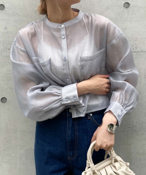 archives（アルシーヴ）の「ショートシアーシャツ/（シャツ/ブラウス・レディース・ブラック/オフホワイト/オレンジ/シルバーグレー/アイボリー・MEDIUM）」の12枚目の写真