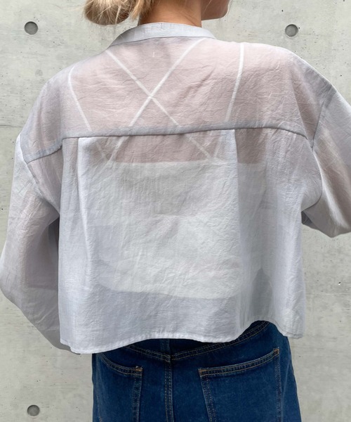 archives（アルシーヴ）の「ショートシアーシャツ/（シャツ/ブラウス・レディース・ブラック/オフホワイト/オレンジ/シルバーグレー/アイボリー・MEDIUM）」の15枚目の写真