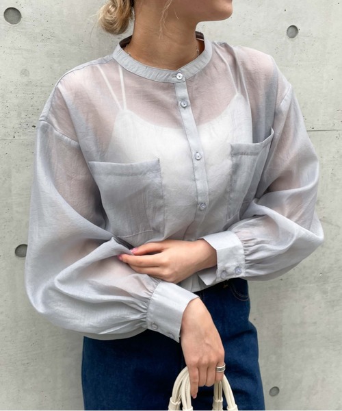 archives（アルシーヴ）の「ショートシアーシャツ/（シャツ/ブラウス・レディース・ブラック/オフホワイト/オレンジ/シルバーグレー/アイボリー・MEDIUM）」の16枚目の写真