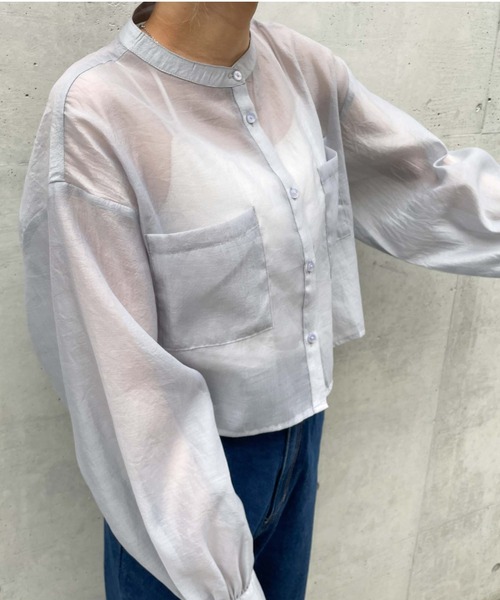 archives（アルシーヴ）の「ショートシアーシャツ/（シャツ/ブラウス・レディース・ブラック/オフホワイト/オレンジ/シルバーグレー/アイボリー・MEDIUM）」の17枚目の写真