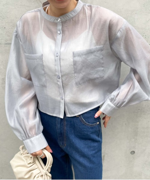 archives（アルシーヴ）の「ショートシアーシャツ/（シャツ/ブラウス・レディース・ブラック/オフホワイト/オレンジ/シルバーグレー/アイボリー・MEDIUM）」の18枚目の写真