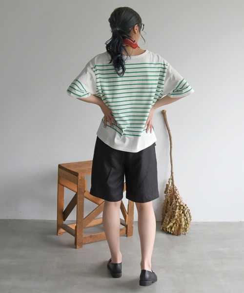 sango（sango）の「パネルボーダーハーフスリーブTシャツ（Tシャツ/カットソー・レディース・ブラック/グレイッシュベージュ/グリーン・FREE）」の22枚目の写真