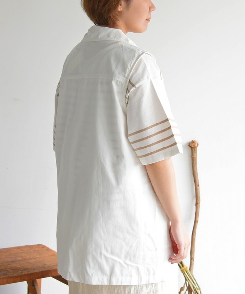 sango（sango）の「パネルボーダーハーフスリーブTシャツ（Tシャツ/カットソー・レディース・ブラック/グレイッシュベージュ/グリーン・FREE）」の17枚目の写真