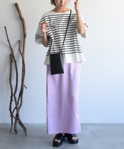 sango（sango）の「パネルボーダーハーフスリーブTシャツ（Tシャツ/カットソー・レディース・ブラック/グレイッシュベージュ/グリーン・FREE）」の8枚目の写真