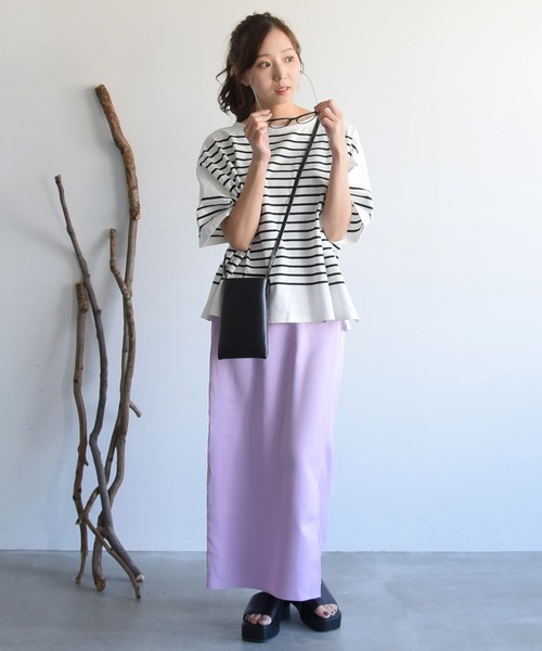 sango（sango）の「パネルボーダーハーフスリーブTシャツ（Tシャツ/カットソー・レディース・ブラック/グレイッシュベージュ/グリーン・FREE）」の20枚目の写真