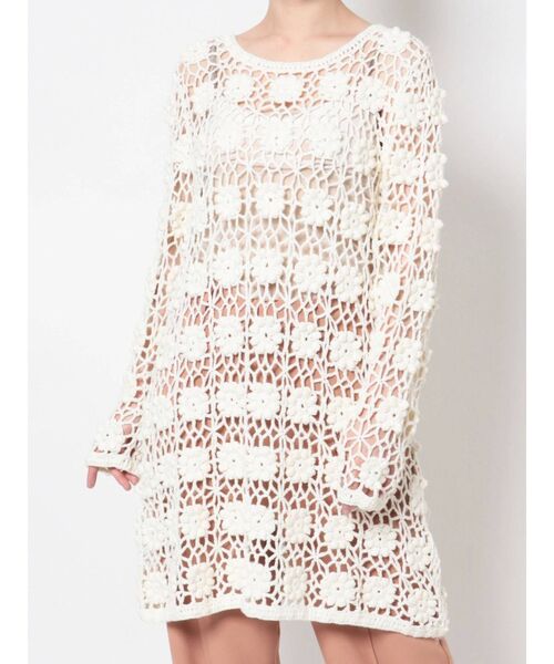 merry jenny（メリージェニー）の「クロシェニットミニワンピース（ワンピース・レディース・アイボリー/ブラック・FREE）」の2枚目の写真