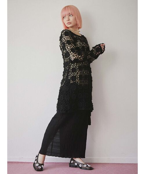 merry jenny（メリージェニー）の「クロシェニットミニワンピース（ワンピース・レディース・アイボリー/ブラック・FREE）」の9枚目の写真