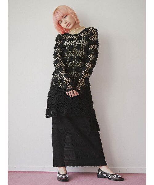 merry jenny（メリージェニー）の「クロシェニットミニワンピース（ワンピース・レディース・アイボリー/ブラック・FREE）」の8枚目の写真