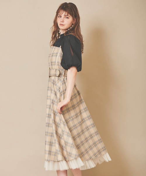 31 Sons de mode（トランテアン　ソン　ドゥ　モード）の「チェックキャミワンピース（ワンピース・レディース・クリーム/ブラウン・36/38）」の18枚目の写真