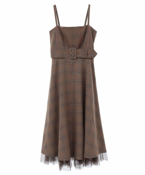 31 Sons de mode（トランテアン　ソン　ドゥ　モード）の「チェックキャミワンピース（ワンピース・レディース・クリーム/ブラウン・36/38）」の6枚目の写真