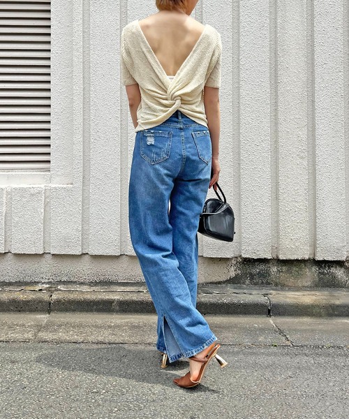 Jewelobe(ジュエローブ)の「透かし編み2wayルーズニットプルオーバー(ニット/セーター・レディース・ブラウン/アイボリー/ブラック・FREE)」の13枚目の写真