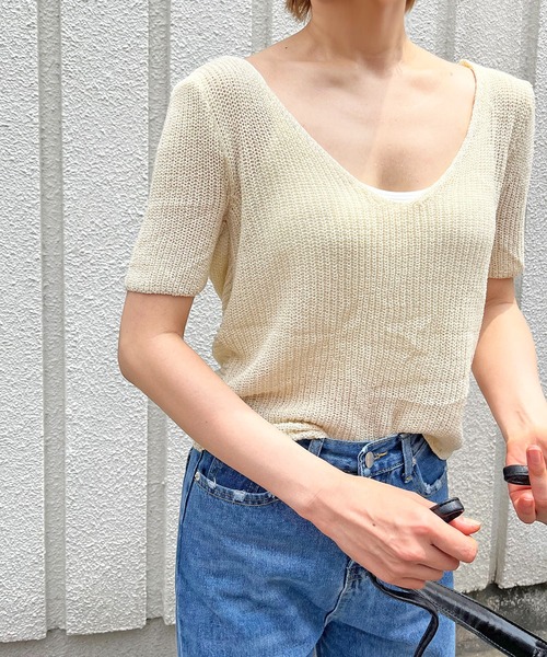 Jewelobe(ジュエローブ)の「透かし編み2wayルーズニットプルオーバー(ニット/セーター・レディース・ブラウン/アイボリー/ブラック・FREE)」の20枚目の写真