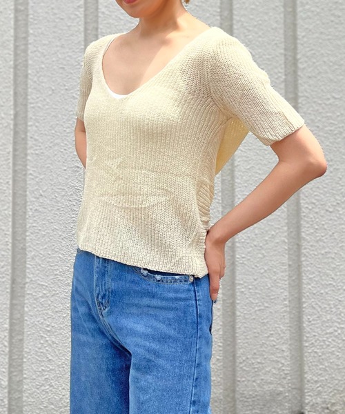 Jewelobe(ジュエローブ)の「透かし編み2wayルーズニットプルオーバー(ニット/セーター・レディース・ブラウン/アイボリー/ブラック・FREE)」の22枚目の写真