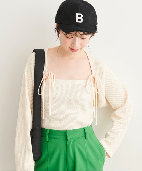 FREE'S MART（フリーズマート）の「◆マルチウェイボレロセットカットソー（Tシャツ/カットソー・レディース・ホワイト/ベージュ/イエロー・FREE）」の4枚目の写真