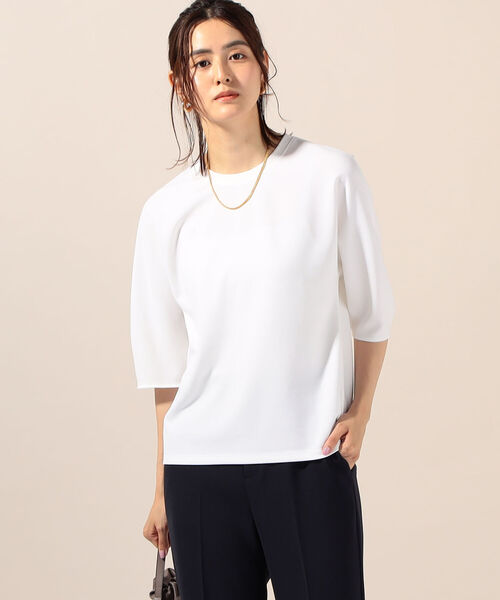NOLLEY’S(ノーリーズ)の「ジョーゼットコクーンスリーブプルオーバーカットソー(Tシャツ/カットソー・レディース・ホワイト/ネイビー/キャメル・FREE)」の2枚目の写真