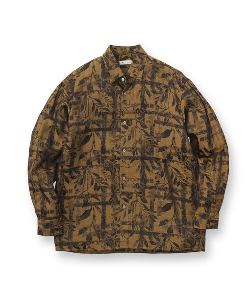 tk.TAKEO KIKUCHI（ティーケータケオキクチ）の「◆ブライトリーフジャカードシャツ（ユニセックスアイテム）（シャツ/ブラウス・メンズ・キャメル/ブラック系3/ダークグリーン系3・02/03/66）」の4枚目の写真