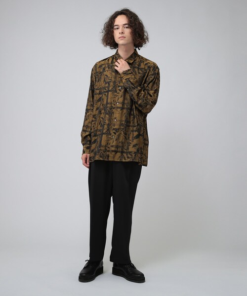 tk.TAKEO KIKUCHI（ティーケータケオキクチ）の「◆ブライトリーフジャカードシャツ（ユニセックスアイテム）（シャツ/ブラウス・メンズ・キャメル/ブラック系3/ダークグリーン系3・02/03/66）」の13枚目の写真